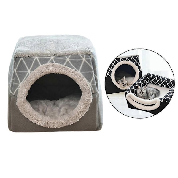 & för Innekatter - Tvättbar Liten Djurbädd Kattält - Övertäckt Grotta & för Innekatter - Perfekt Gray XL