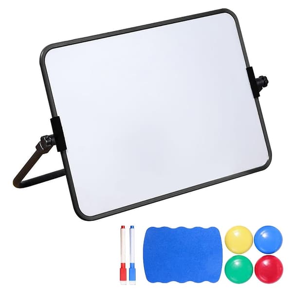 Magnetisk Lille Whiteboard, Mini A4 Whiteboard 30x21cm Dobbeltsidet Whiteboard - Perfekt Black