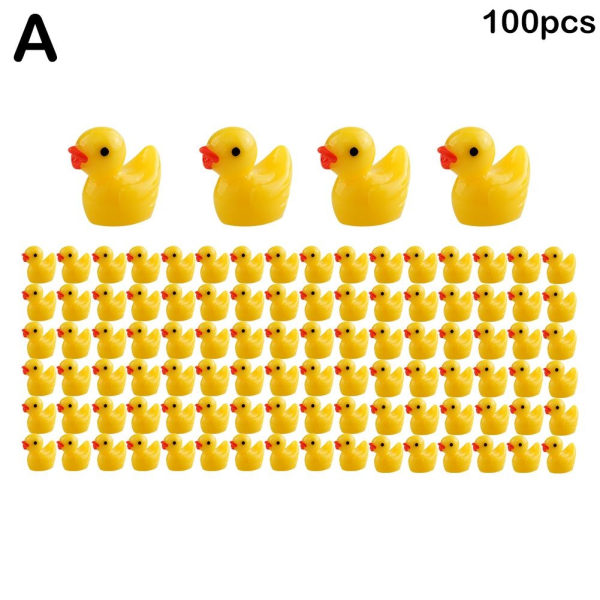 100/200 stk Mini Rubber Ducks Miniature Resin Ducks Gul Tiny D- Perfet 100pcs yellow 100pcs