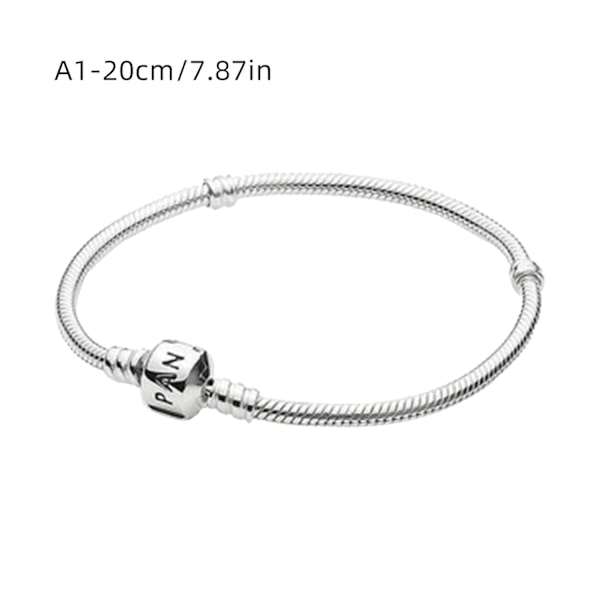 Modearmband 20cm A1 med hjärta och bladberlocker, silverpläterat - Perfekt A1-20cm