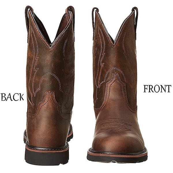 Vintage-saappaat miesten cowboy-saappaat PU länsimaiset saappaat keskipitkät nahkasaappaat miesten syksyn nahkasaappaat mukavat ritari-saappaat - täydelliset Camouflage  Brown 45