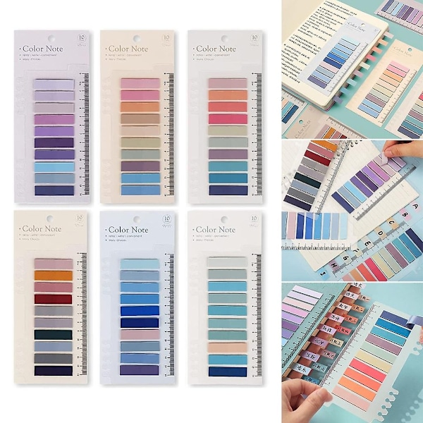 1200 st Sticky Tabs Bokflikar, 60 Färg Morandi Sticky Tabs, Färg Sidmarkörer - Perfekt