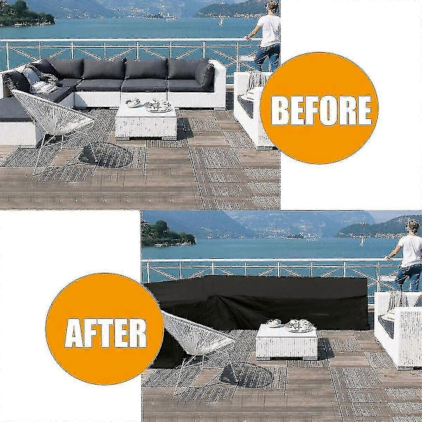L-formet rattanmøbelovertræk - Vandtæt udendørs sofabetræk til have og terrasse (størrelse 12) - Perfekt 320*320*80cm