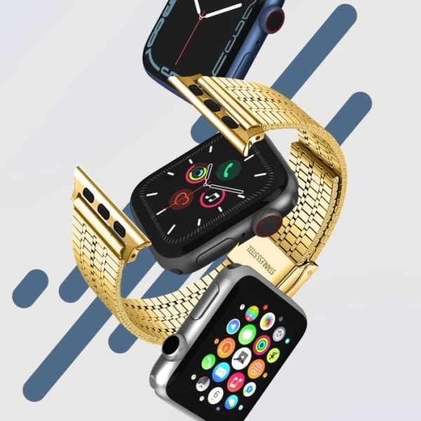 Stropp for Apple Watch 49 mm 45 mm 44 mm 42 mm Linker Firkantet rustfritt stål gull