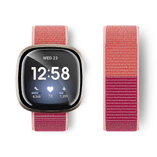 Kompatibel med Fitbit Versa 4/Sense 2 Myke Nylon Klokkereimer Sport Loop Erstatningsarmbånd s202412242730-Perfet Pomegranate Color