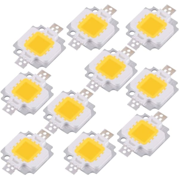 COB LED-lampa, 10 st 10W LED Cool/White Chip SMD COB DC 9-12V för lampbyte - Perfet Yellow