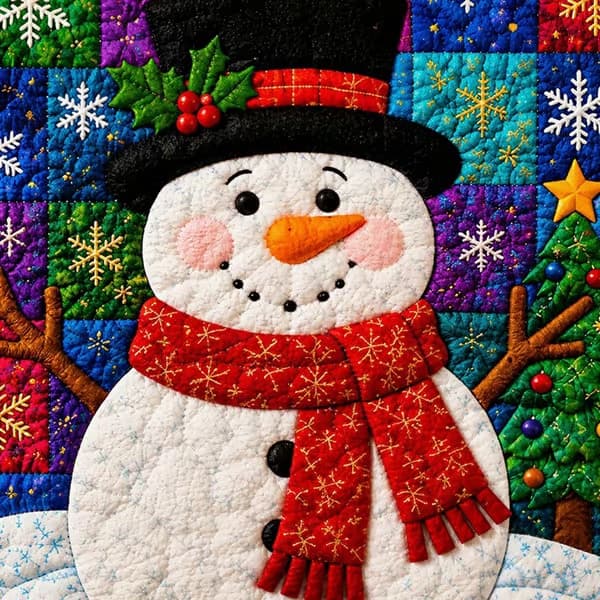Kinusaiga Stofkunst-sæt | DIY 3D Jule-stofkunst-sæt til voksne Snowman