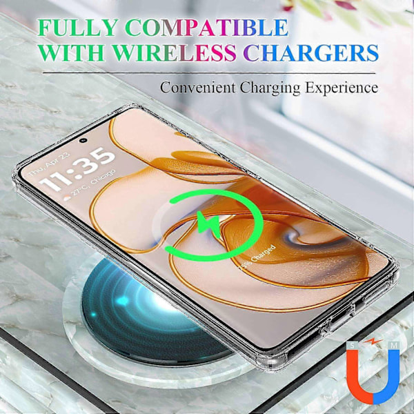 Kompatibel med Motorola Edge 50 Neo 5G Transparent Skal TPU+Akryl Magnetiskt Telefonskal Kompatibelt med MagSafe-Perfekt