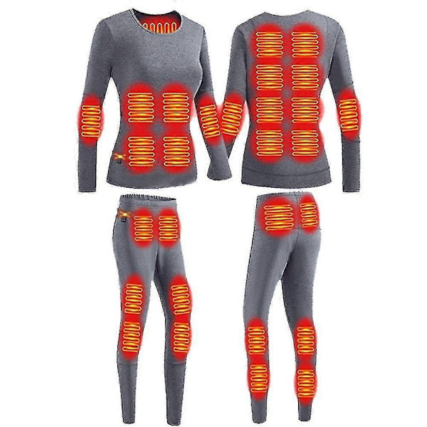 Talvitermoheijastettu Takki 28 Alueella Vaelluspaitoja Hiihtoasuja Lämmitettävä Vaatetus Lämmitettävä Alusvaatteet-Perfet Women Grey Set 4XL