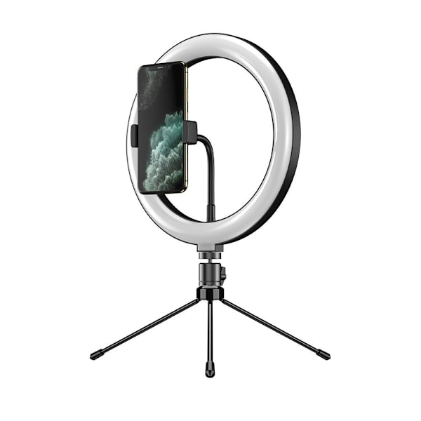 TikTok LED Selfie-lamppu 26 cm jalustalla - - Perfet Black Svart