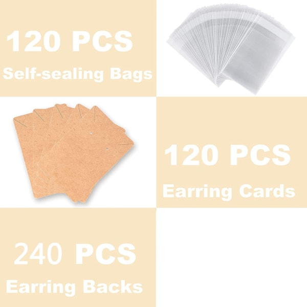 480 stk øreringskort med plastpose ørering visningskort for ørering halskjede vise smykker emballasje - Perfet
