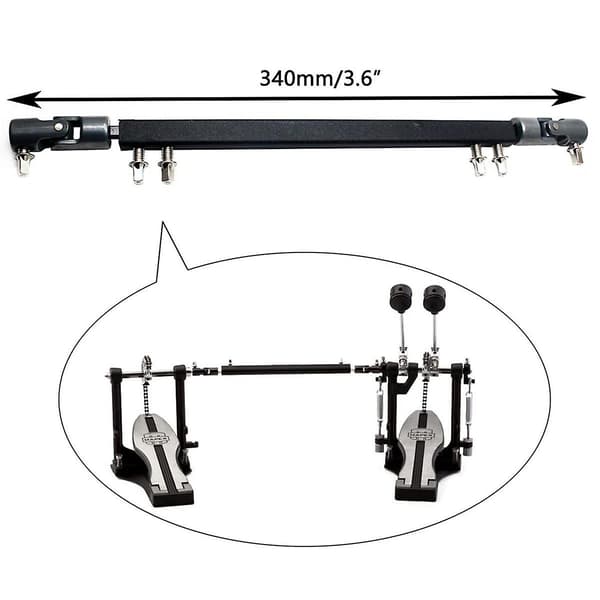 Dobbelt Kick Drum Pedal Drivaksel Stål Bas Tromme Pedal Forbindelsesarm, Sort - Perfet