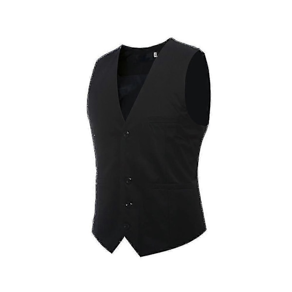 Herrar V-ringad kostymväst ren bomull slim fit fyra säsonger väst-Perfet Black XL