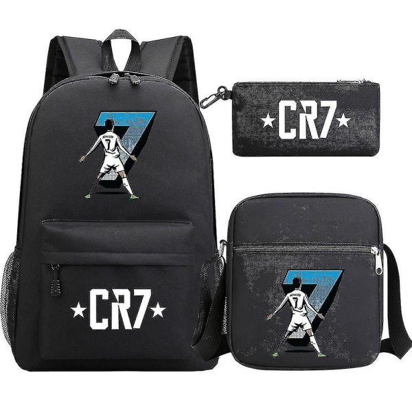Fotboll Ronaldo Cr7 Ryggsäck 3st/ set Skolväskor För Flickor Pojke Laptop Reseryggsäck Kvinnor Ryggsäck Axelväskor Case[HK]- Perfet 1