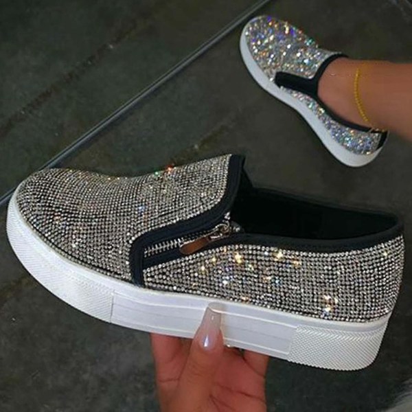 Dame Glitter Sneakers Shoe Black-43 - Perfet