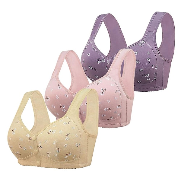 Stålringfri BH med frontknapp Pustende Camisole Bralette for Kvinner - Perfekt Apricot 48 110