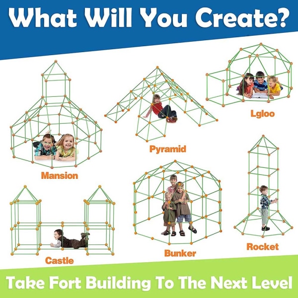 DIY Fort Building Blocks Kit Play Tents House - Perfet