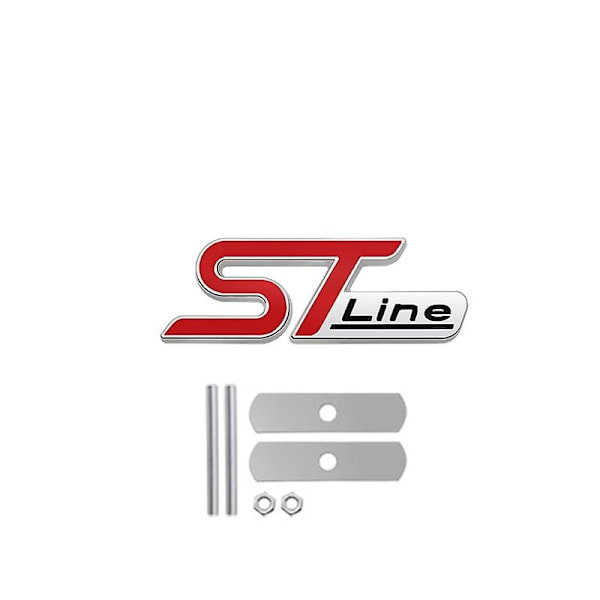 3D Metal ST Line Forreste Emblem Badge Chrome Sticker til FORD ST Focus x 2 3 Kuga FIESTA MONDEO Auto Styling - Perfekt Silver Red