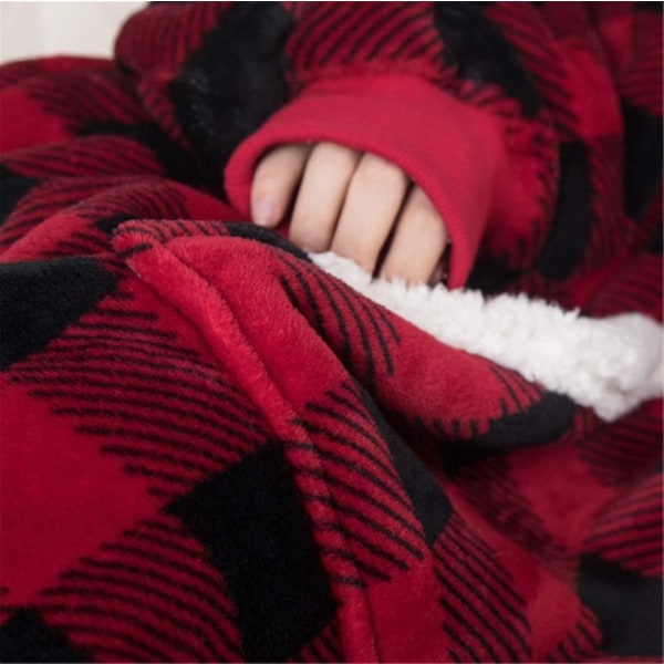 filttröja Oversized hoodie - Perfet Red and black check
