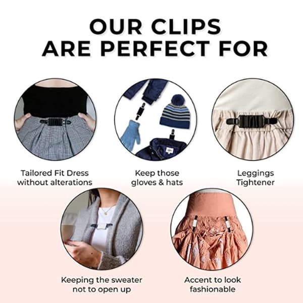 To elastiske kjoleklyper for å stramme kjoler 2pcs black