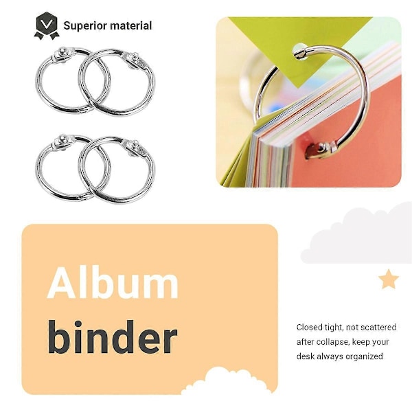 100 st 25 mm lösbladsringar nyckelringar bokringar pärmringar kompatibla med scrapbook/album/hantverk-perfekt 19Mm