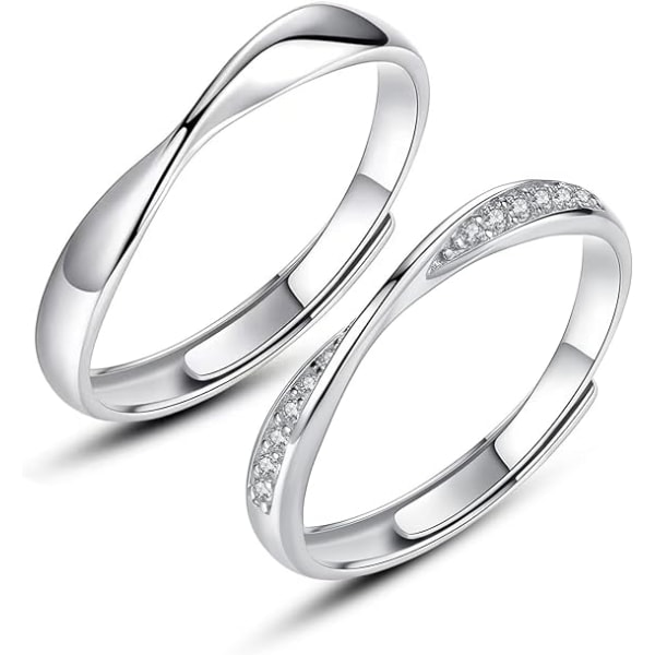 925 Sterling Sølv Ring Simple parringe 2stk - Perfet