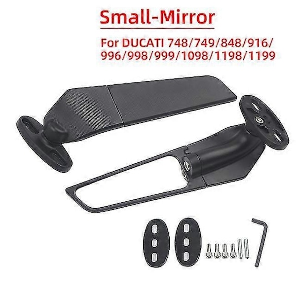 Kompatibel med Ducati 848 916 996 998 999 Panigale 1198 1098 1199 Motorcykelspegel Modifierad Vindvinge Justerbar Roterande Backspegel-Perfekt Small Mirror