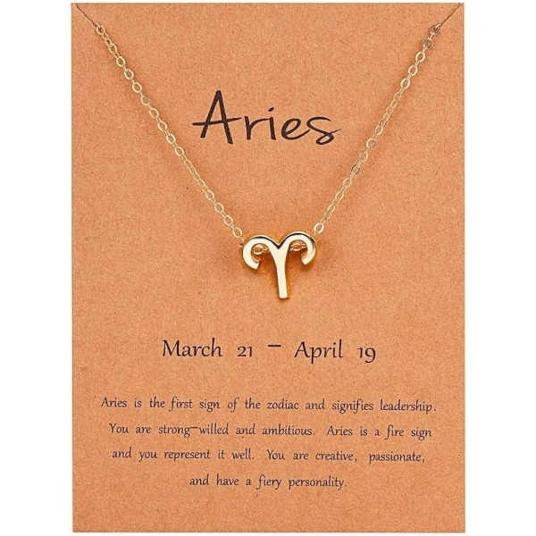 Gold Zodiac Sign Pendant - Aries (March 21 - April 19) - Zodiac Constellation Horoscope Celestial Astrology Jewelry - Women Men - Perfet