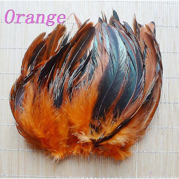 200 stk Naturlige Hanehale Fjer 13-18cm Hanefjer Sorte Fjer til Karneval Halloween Julehåndværk Dekoration-Perfet orange