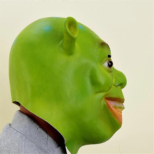 Shrek Mask Kostym Mask Halloween Cosplay Hel Huvud Grön Vuxen Shrek Mask Latex-Perfekt
