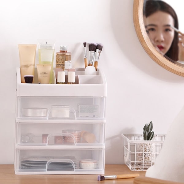 Flerlags opbevaringsboks Støvtæt smykker Makeup Organizer Klar skrivebordsæske til gør-det-selv-værktøj Brevpapir 3