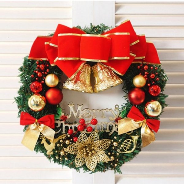 God jul kunstig krans med rød sløyfe dekorasjon - Perfet