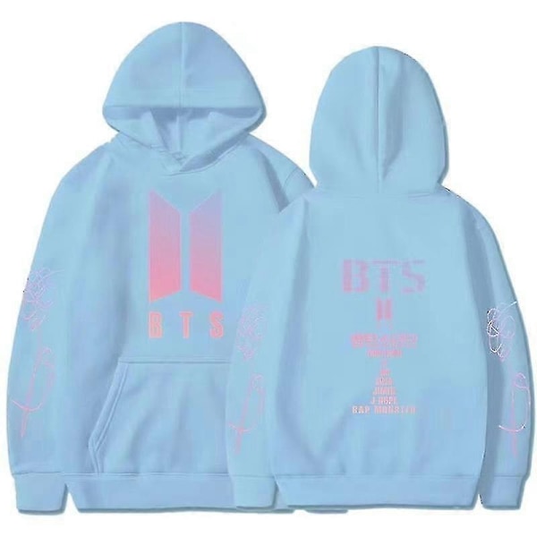 BTS Unisex Huvtröja med Huva Casual Hoodie Cosplay Jacka Topp V-Perfet light blue XL