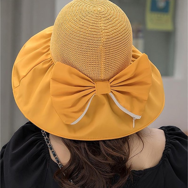 Mode Sommar Kvinnor Bucket Hat Mjuka hopfällbara solhattar - Perfet Yellow