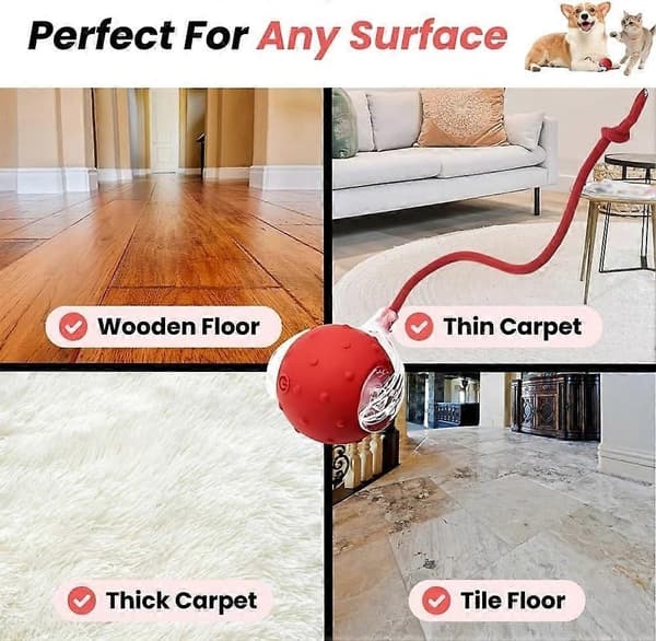 Lille Fetch Hunde legetøj, Tinyfetch Interaktive Hunde Katte legetøjsbolde, Hurtigt bevægende bold - Perfekt Red