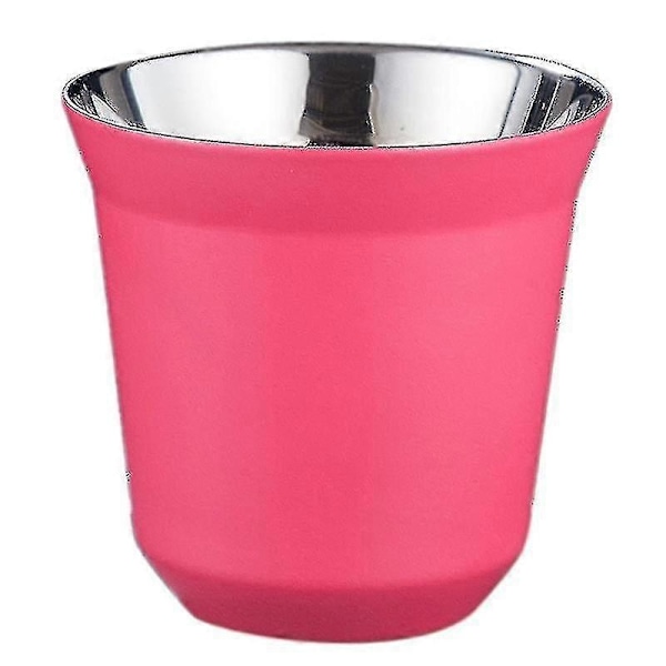 Ny 80ml Dubbelväggig Rostfritt Stål Espresso Kaffekopp Isolerad Kopp för Nespresso Pixie Kaffekopp Kapselform Kaffekopp - Perfekt Pinkish Grey