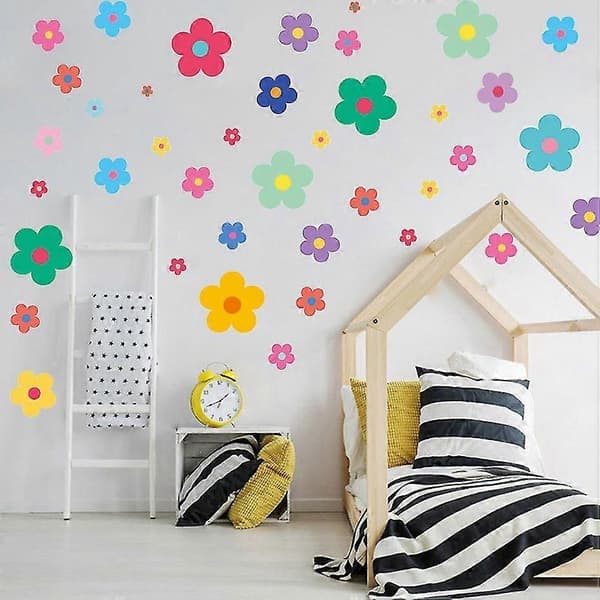 En uppsättning färgglada blomväggdekaler, väggdekal för vardagsrum sovrum kök badrum-Perfet