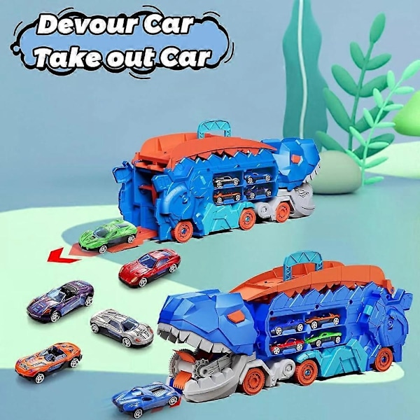 Dinosaur Transport Metallbil, City Dinosaur Ultimate Transport Sporbane - Perfekt 8 cars