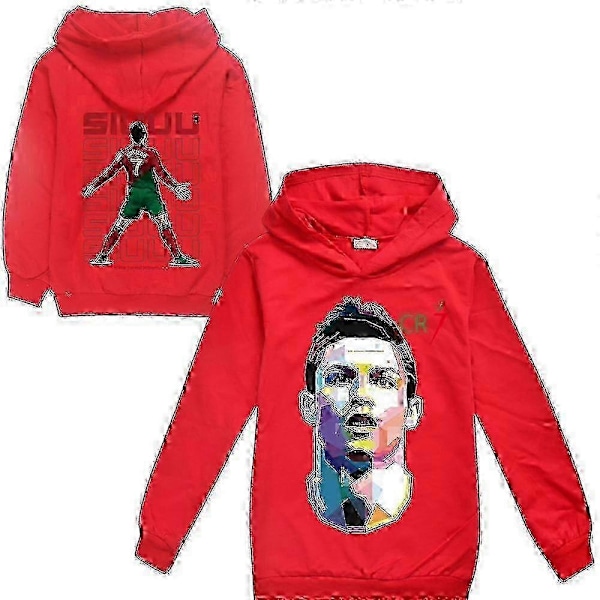Cristiano Ronaldo Hoodie Världscupen Nr.7 Julklappar Fotbollsstjärna Hoodie Flickor Pojkar Hooded Sweatshirt Pullover Toppar Barn Tonåringar-Perfekt Red 9-10years