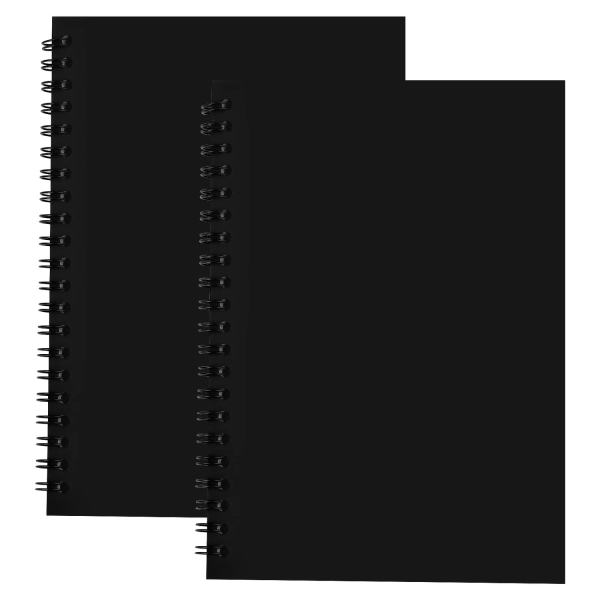 2-pack Sketch Notebook, 200 sidor/100 sidor A4, svart cover - Perfet