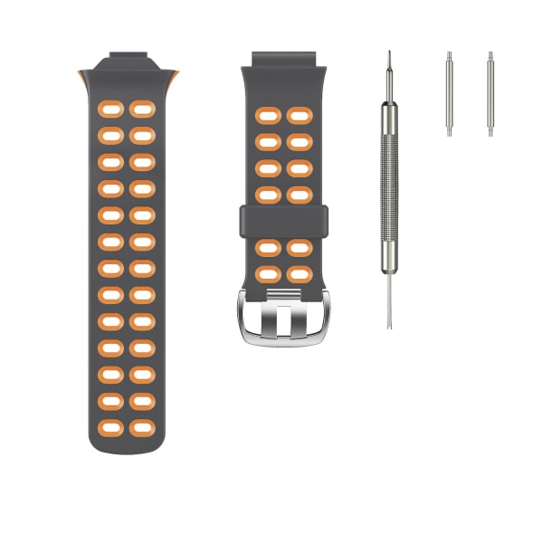 Tofarvet silikone armbåndsrem til Garmin Forerunner 310XT orange
