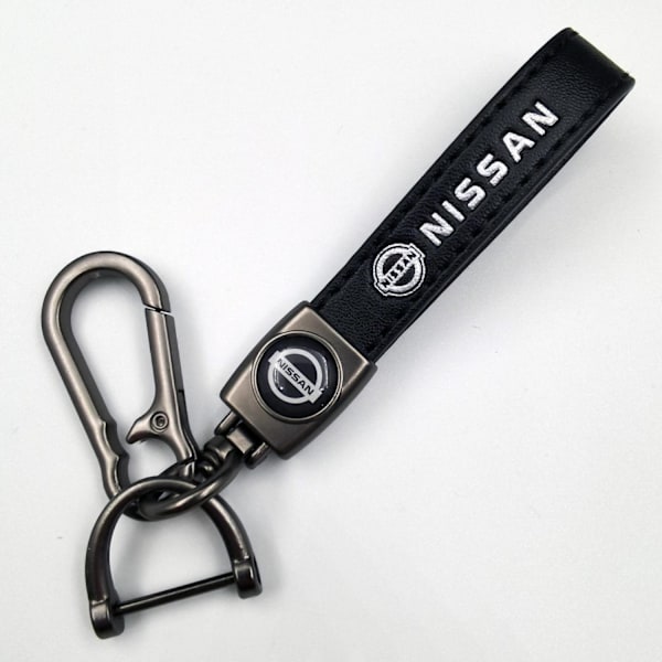 Læder Nøglering til Bil | Metal Finish | Robust Nøglering | Nøglering og Krogbeslag - Perfekt Gun Color Hardware Nissan