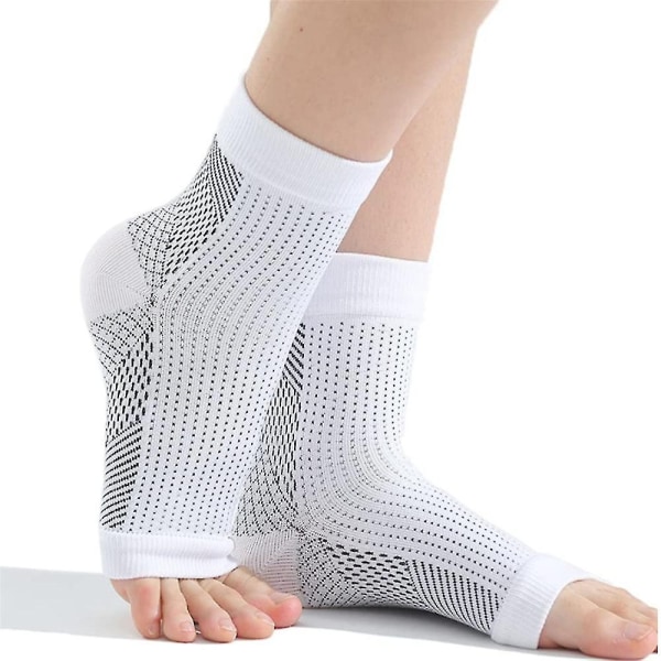 Rauhoittavat sukat Neuropatia Kompressio Nilkkakaaren tuki Suojaus Kipua lievittävät sukat - Perfet White S M