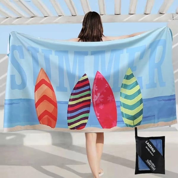 Sandtæt mikrofiber strandhåndklæde 160x80cm (surf skate) - Perfet