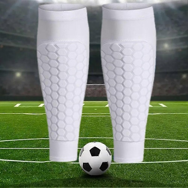 Benskydd Ärmar Stötsäkra Honungskaka Nylon Stödstrumpa Benskydd - Perfekt white L