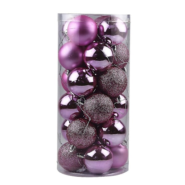 24 Julekugler i en Spand 6cm - Perfekt Pink