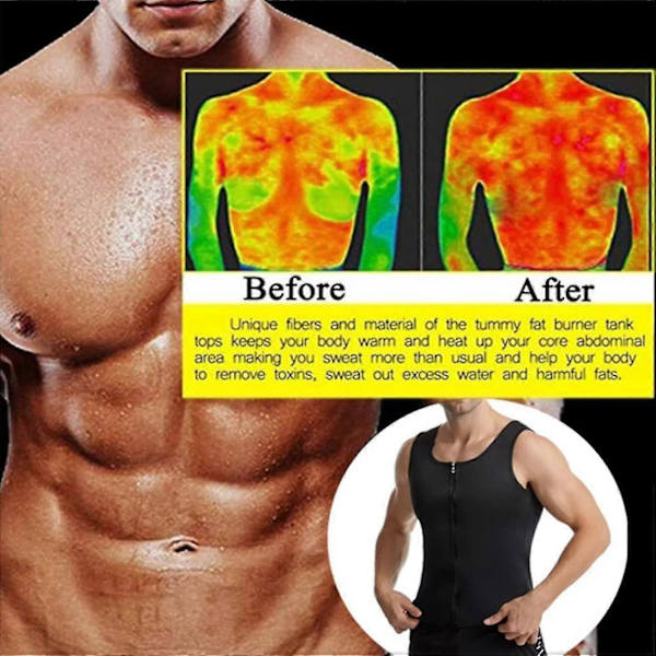 Gynecomastia Kompressionsväst med Dragkedja, Kompressions T-shirt Män, Kompressionslinne Män G-Perfet Black 3XL