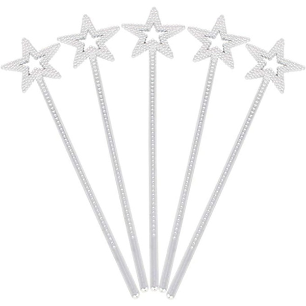 Mini Star Wands 5 stk Star Wands Silver Angel Fairy Princess Wands Stjerne For jenter Kostyme Bursdag Bryllup Jul Halloween - Perfet