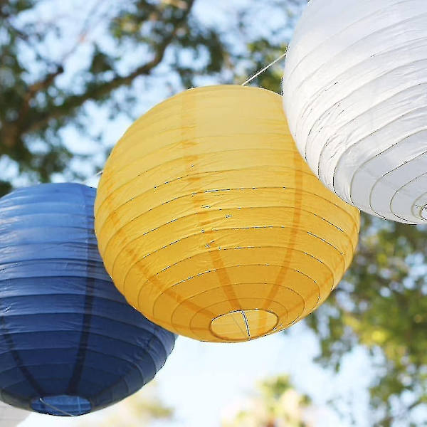 12 stk Papirlykter Multifargede Dekorative Runde Papirlykter for Festivalfest Jubileum med 4 Størrelser - Perfekt Yellow