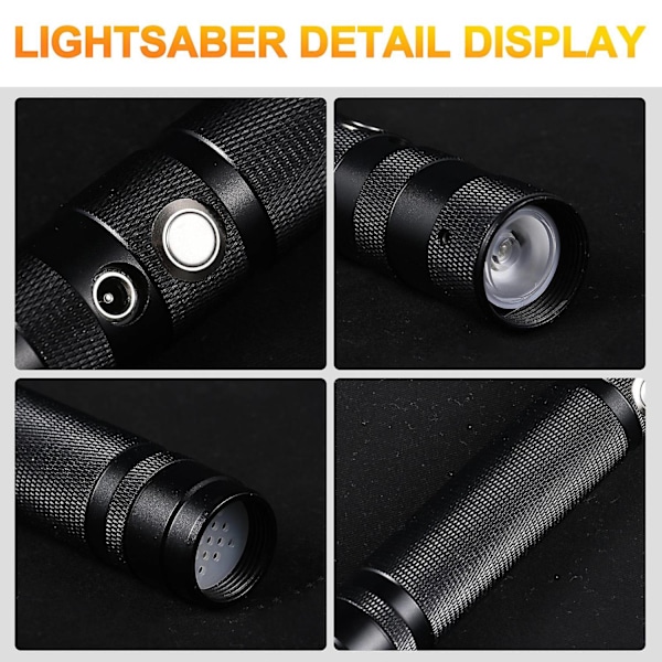 LjusSabel för Vuxna och Barn - Laser Svärd RGB 7 Färger Bytbara Ljudeffekter Laddningsbar Elektronisk LjusSabel för Halloween Cosplay Leksak - Perfekt Black